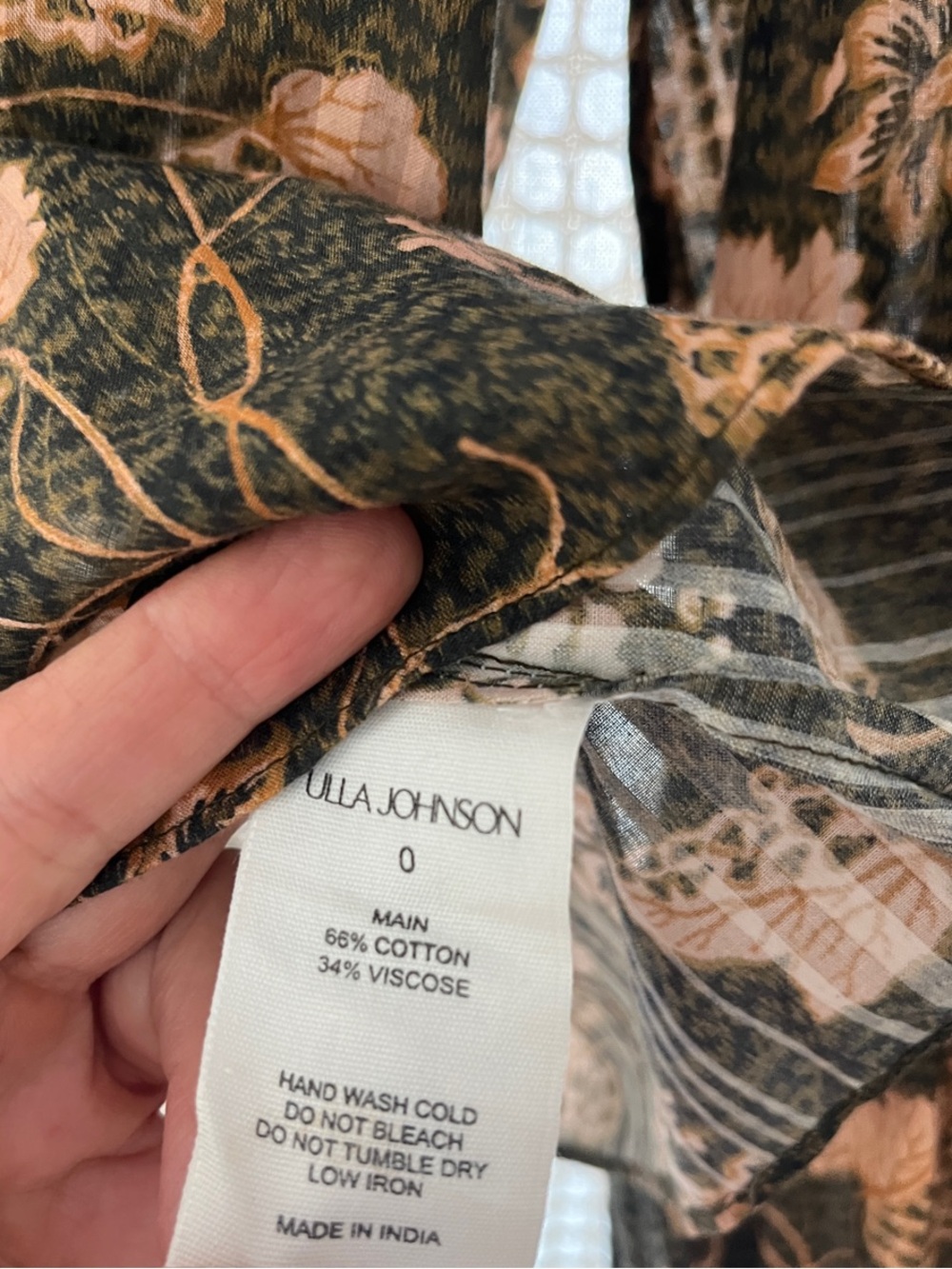 Ulla Johnson Black & Blush Floral Tie-Neck Blouse - Picture 5 of 5
